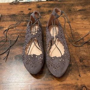 Torrid Gray Cutout Lace Up Flats